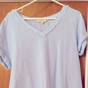 Ee.some gauze bneck top cool blue